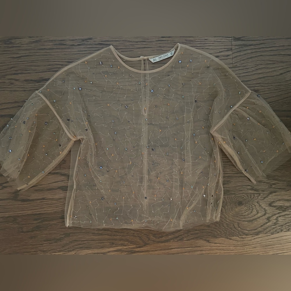 Zara Collectio Tulle with Rhinestones‎ Top - Picture 2 of 4